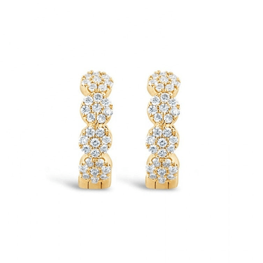 Pair of 925 Sterling Silver White CZ Gold PVD Pave Gold Bridal Hinged Minimal Dainty Clicker Hoop Earrings - Pierced Universe