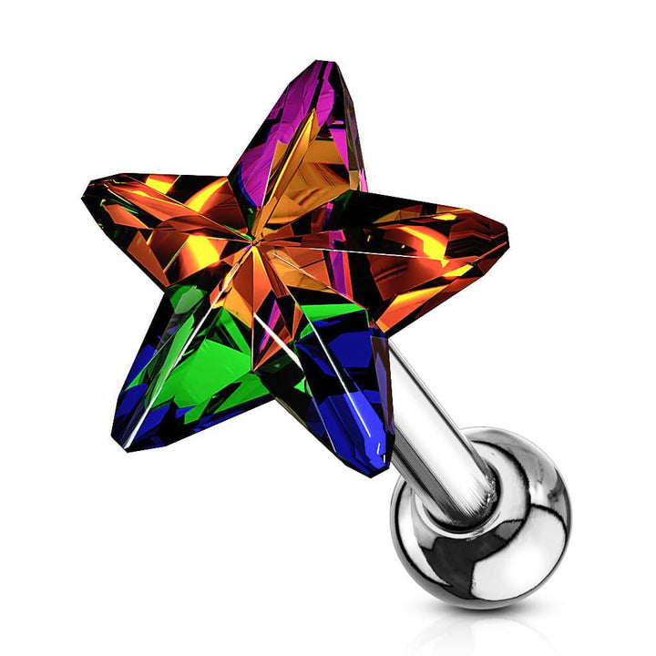 Surgical Steel Multi Color Star Helix Barbell - Pierced Universe